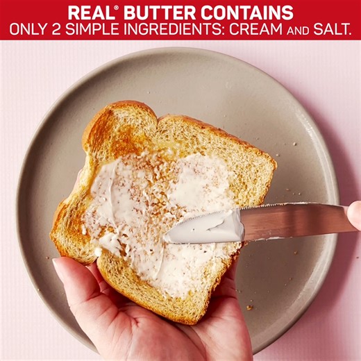 Unlike the long, hard-to-read ingredient lists on imitators, REAL® butter is only two simple ingredients. | REAL Seal Dairy