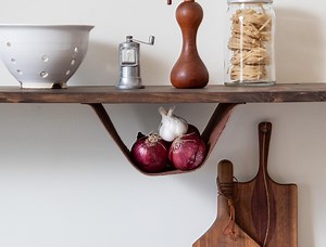 Under Cabinet Leather Sling Basket – Hanging Kitchen Storage for Under Counter Use - Etsy