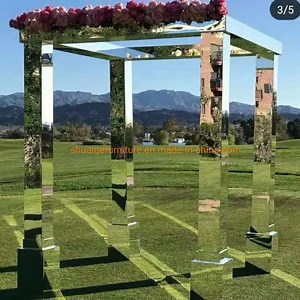[Hot Item] Luxury Events Furniture Wedding Arch Decoration Silver/Gold Acrylic Backdrop