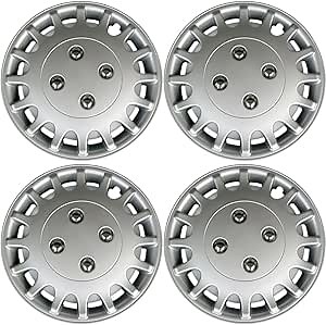 13 inch Hubcaps Best for 1991-1992 Ford Escort - (Set of 4) Wheel Covers 13in Hub Caps Silver Rim Cover - Car Accessories for 13 inch Wheels - Snap On Hubcap, Auto Tire Replacement Exterior Cap