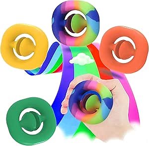 Fidget Snapper 4 Pack Toys, Finger Sensory Toys, Hand Snap Grip Squeeze Sensory Toys for Stress Anxiety, Party Popper Noise Maker Miniature Novelty Pops Click for Kids and Adults (4 Colors)