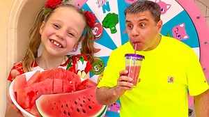 Nastya and dad in the delicious fruit and vegetable dance challenge | Nastya TV