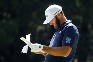 Dustin Johnson shot a Saturday 65 and took the PGA lead despite missing this from his bag