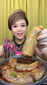 ASMR TV- Eating yummy spicy mukbang blood sausage pig bloods belly pork fat donut guts meatballs pig fat pig legs pig skins and pig meat. | ASMR TV