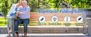 supregear Folding Cane, 5-Level Adjustable Height Walking Stick Lightweight Collapsible Portable Travel Cane with Wrist Strap and T Handle for Elderly Disabled Men Women
