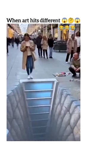 Creative Reels hub | The post features a 53-second video compilation of 3D chalk street art illusions depicting bottomless pits, capturing pedestrians' startled... | Instagram