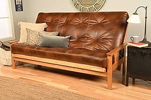 Kodiak Furniture Monterey Queen-size Futon, Butternut Finish with Oregon Trail Saddle Mattress