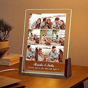 Personalized Night Light, Custom 3D Photo Lamp with Pictures Text, Customized Led Night Light Gifts for Anniversary Birthday