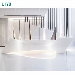 [Hot Item] Liyu Luxury Round Curved Customer Service Table Reception Salon SPA Beauty Area Money Counter Front Reception Desk Office Furniture