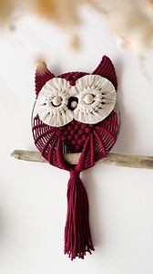 🌟✨ Découvrez mon dernier hibou en macramé : un hibou rouge vin aux touches dorées naturelles ! 🦉❤️ C’est un vrai petit bijou qui ajoutera une touche unique à votre déco. Et ce n’est pas tout ! Je vous propose aussi ce modèle en kit DIY pour que vous puissiez créer votre propre hibou à la maison ! 🎨🧶 Laissez libre cours à votre créativité et partagez vos réalisations avec moi ! Prêt à vous lancer ? #Macramé #Hibou #DIY #Artisanat #Déco #FaitMain #Créativité #Tendance #MacraméArt #HibouEnMacra