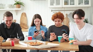 Home Party Friends Holding Smartphones Touch Stock Footage Video (100% Royalty-free) 3994094267 | Shutterstock