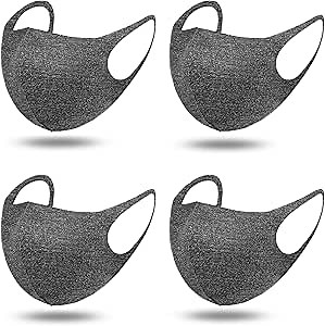 4pcs Reusable Cloth Face Cover,Breathable Washable Face Mask Cover,3D Soft Elastic Face Masc for women and men Adult Fashion Mouth Covering(4pcs-Linen Gray)