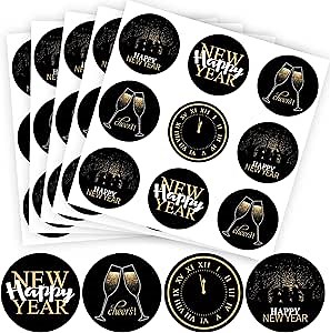 KatchOn, Shiny Happy New Year Stickers 2024-20 Sheets | New Years Eve Party Supplies 2024 | New Years Stickers for New Year Gifts | New Years Gift Tags, 2024 NYE Party Favors | NYE Decorations 2024