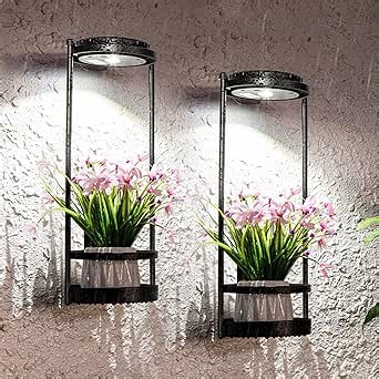 Solar Outdoor Wall Lights Dusk to Dawn, Waterproof Outdoor Wall Sconce for Plant Garden Deck Step Table Yard (2 Pack)