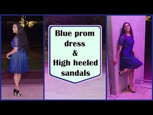 Crossdresser - in a blue prom dress and high heels sandals | NatCrys