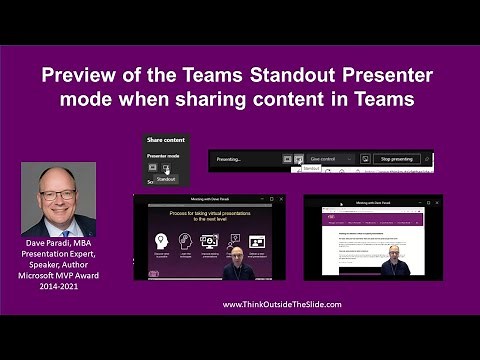 Standout Presenter mode to put the presenter’s video on top of shared content in a Teams meeting