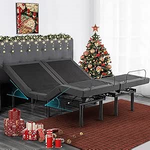Vipbear Twin XL Adjustable Beds with Thickened Frame, Adjustable Bed Base with Wireless Remote, Separate Head/Foot Lift, Sturdy Metal, Easy Assembly Electric Smart Bed Frame