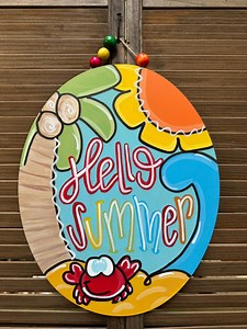 Summer Beach Door Hanger With Crab and Palm Tree - Etsy