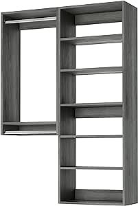 Modular Closet System - Closet Organizers and Storage - A Closet Organization System for Home Organization Including a Hanging Closet Organizer and Closet Shelves, 54" Wide, Gray