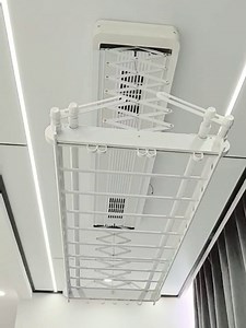 Clothes Drying Rack with Light Ceiling Mouted, Collapsible Laundry Drying Rack, Electrical Drying Rack Remote Control Auto Intelligent Lifting Ceiling Clothesline Clothes Airer
