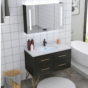 [Hot Item] Smart Solid Wood Bathroom Cabinet Nordic Sink Cabinet Floor-to-Ceiling Bathroom Vanity