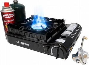 GasOne GS-3900PB Dual Fuel Portable Stove 15,000BTU with Brass Burner Head, Dual Spiral Flame Gas