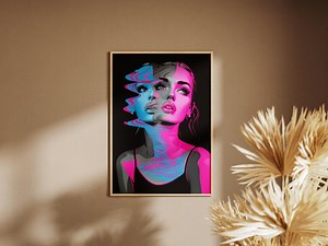 Glitch Woman Portrait – Cyberpunk Digital Art Print – Neon Pink & Blue Wall Decor – Trippy Abstract Female Illustration – Instant Download - Etsy Canada