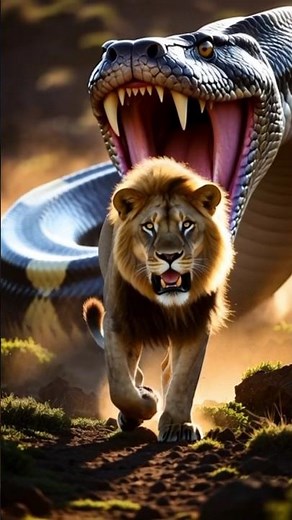 When a Python Tries to Kill a Lion — Shockingly Real! #animals #Amazon