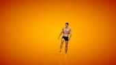 large build man morphing into muscular fit, seamless loop, orange...