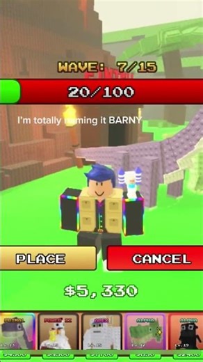 Barney the dinosaur on Roblox #critter td #roblox