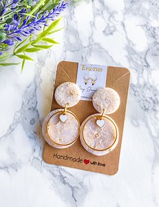 Translucent Polymer Clay Circle Earrings / Rough Love - Etsy