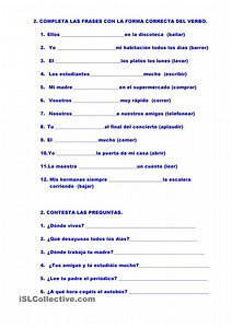 Conjugacion De Verbos Regulares En Espanol Ejercicios