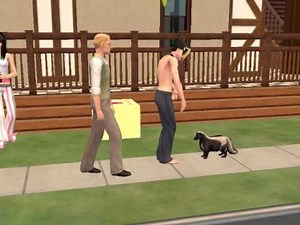 Yami gets sprayed by a skunk on the Sims 2