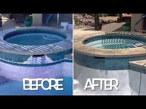 Media blasting swimming pool tile