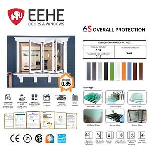 [Hot Item] Eehe Energy Folding Glass Windows for Balcony with Architect Hinged Nfrc