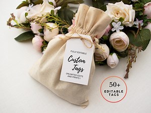Custom Gift Tag | Editable & Printable Calligraphy Favor Tags | Minimalist Wedding, Baby Shower, Party | Instant Download - Etsy