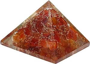 HARMONIZE Carnelian Pyramid Healing - Certified Orgonite Healing Crystal Energy Generator Home Office Accessories