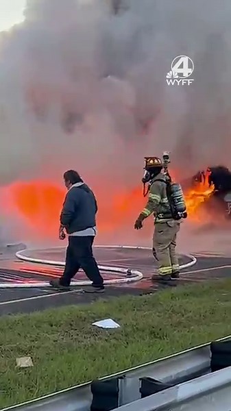 Truck fire sends flames into the air along I-85 in South Carolina. #southcarolina #breakingnews