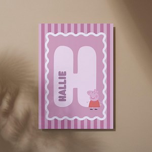 Peppa Pig Girls Personalised Wall Print, Custom Name Bedroom Wall Art for Girls, Printable Kids Peppa Pig Decor, Peppa Pig Gift, Digital - Etsy Australia