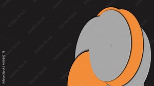 retro style animation of concept speakers in cartoon look with shadows under layers on black background. Orange and grey color pallette pulsing and scale up shapes