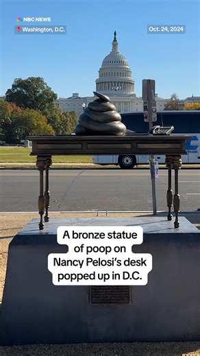 Washington D.C.'s latest memorial depicts what can only be described as a bronze poop emoji atop former House Speaker Nancy Pelosi’s desk. nbcnews.to/3NDIu2N | NBC News