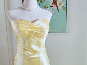 Yellow Prom Dress Satin Evening Gown Slit Pretty Yellow Bridesmaid Dresses - Etsy Australia