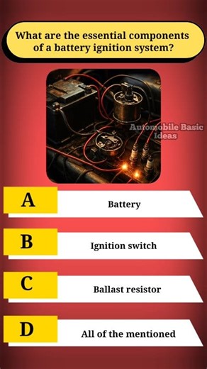 18 reactions | What are the essential components of a battery ignition system?#BatteryIgnitionSystem #IgnitionSystem #CarIgnition #AutomobileTechnology #SparkPlug #IgnitionCoil #Distributor #ContactBreaker #Condenser #IgnitionSwitch #AutomotiveEngineering #VehicleMaintenance #EngineStartingSystem #ElectricalSystem #CarBattery | Automobile Basic Ideas | Facebook