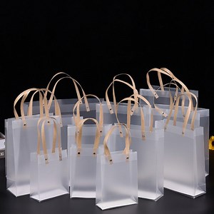 [Hot Item] Polypropylene PP Plastic Frosted PVC Transparent Tote Shopping Bags Square Bottom Bag with Handle