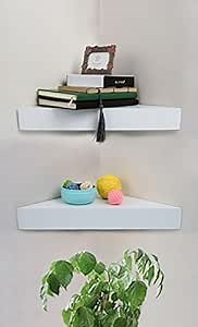 Corner Wall Shelf, Set of 2 (Modern White)
