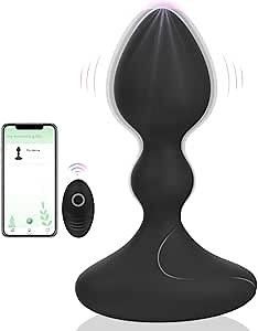 Anal Plug Vibrator with Remote Control&APP,Sex Toys for Men Women, Prostate Massager with 10 Vibration Modes,Vibrating Butt Plug Anal Toys,Male Sex Toys Couple Vibrators (Black app)