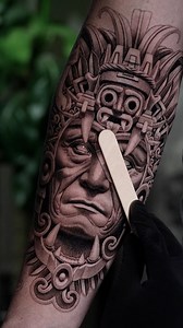 Aztec Headdress on forearm ❤️‍🔥 #tattooideas #Tattooartist #aztectattoo | Daniel Silva Tattoo
