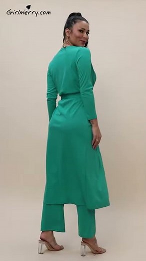 New solid color stretch tube top corset trouser with cardigan stylish three-piece set047575