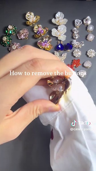 How to remove the buttons from shirt #clothinginspiration #buttoncovers #buttons #jewelry