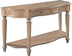 Hekman Furniture Console Table – Grand Vista Finish, Select Solids & Mindi Veneers, Two Drawers & Fixed Shelf, Silver Pewter Hardware, Modern Home Furniture, (23606)